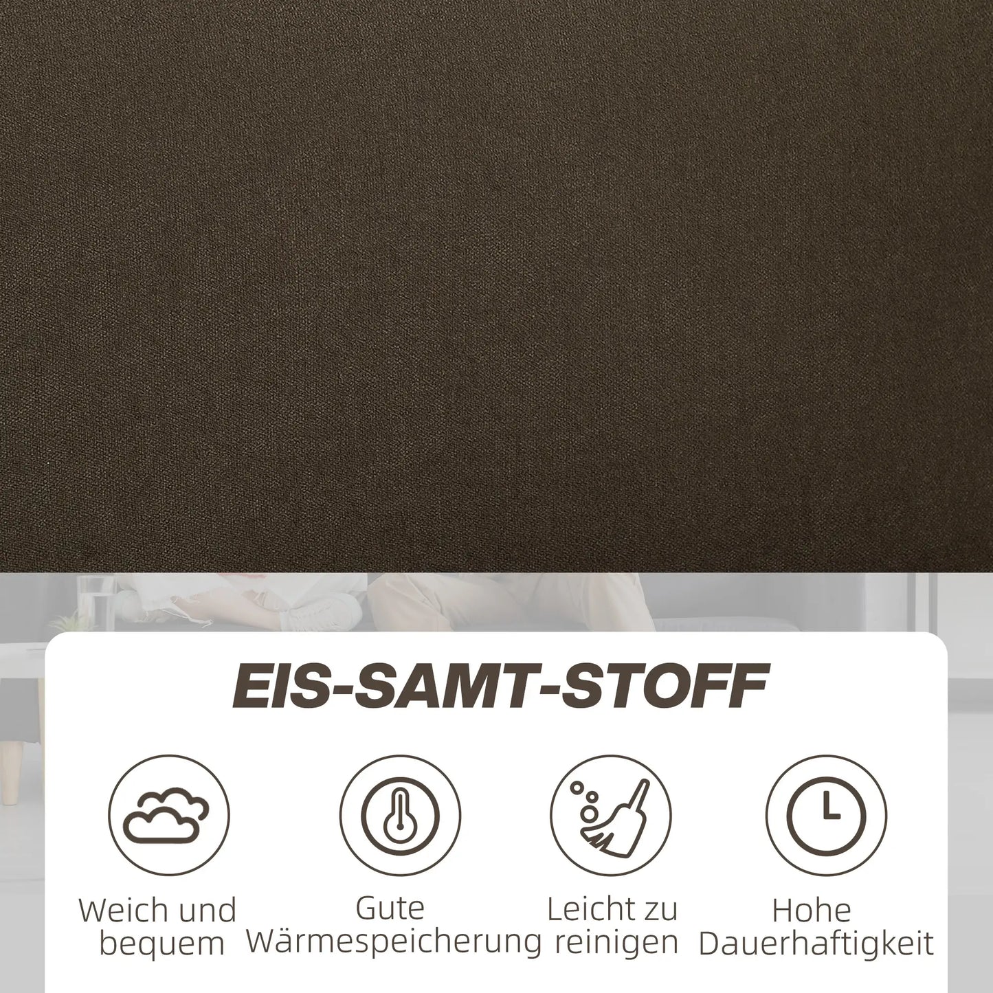 HOMCOM 2-Sitzer Sofa mit Stauraum & Samtoptik, Braun
