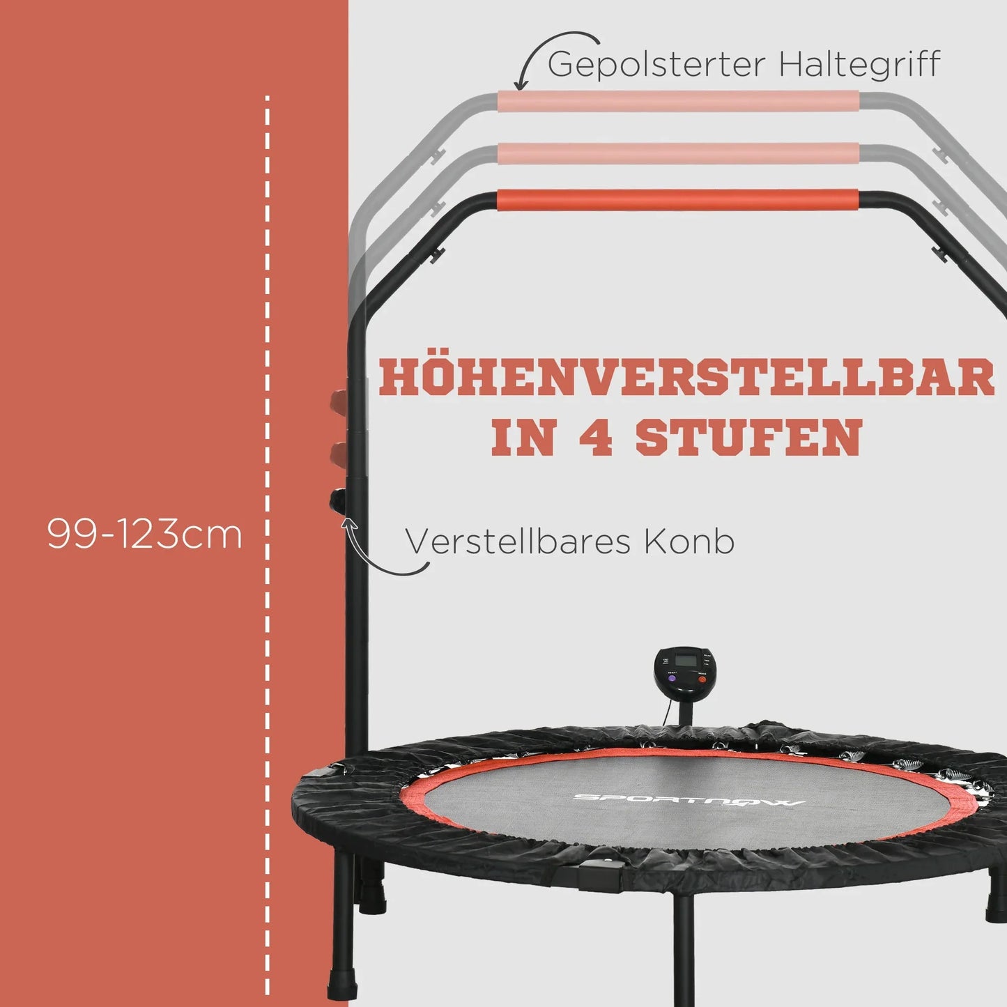 SPORTNOW Minitrampolin höhenverstellbar klappbar LCD-Monitor
