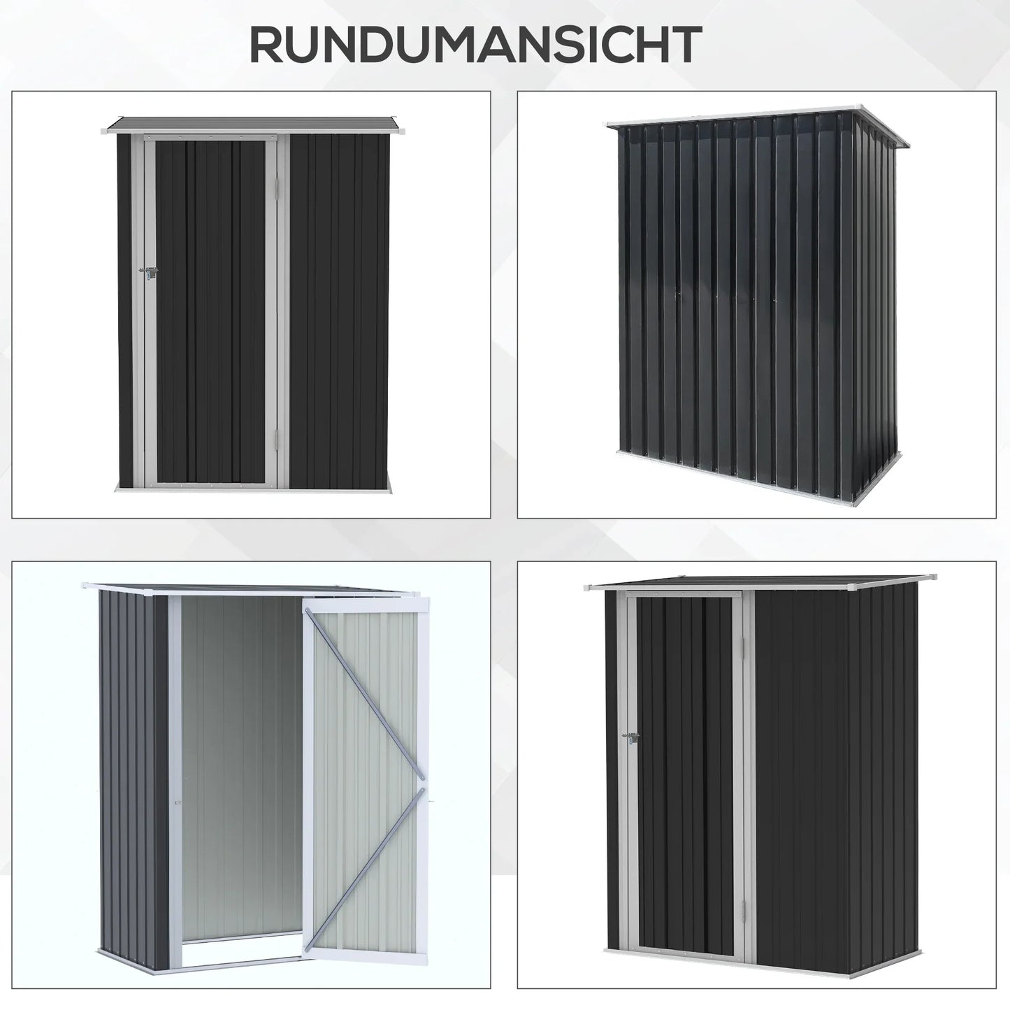 Outsunny Gerätehaus 142×84×189 cm Stahl Dunkelgrau