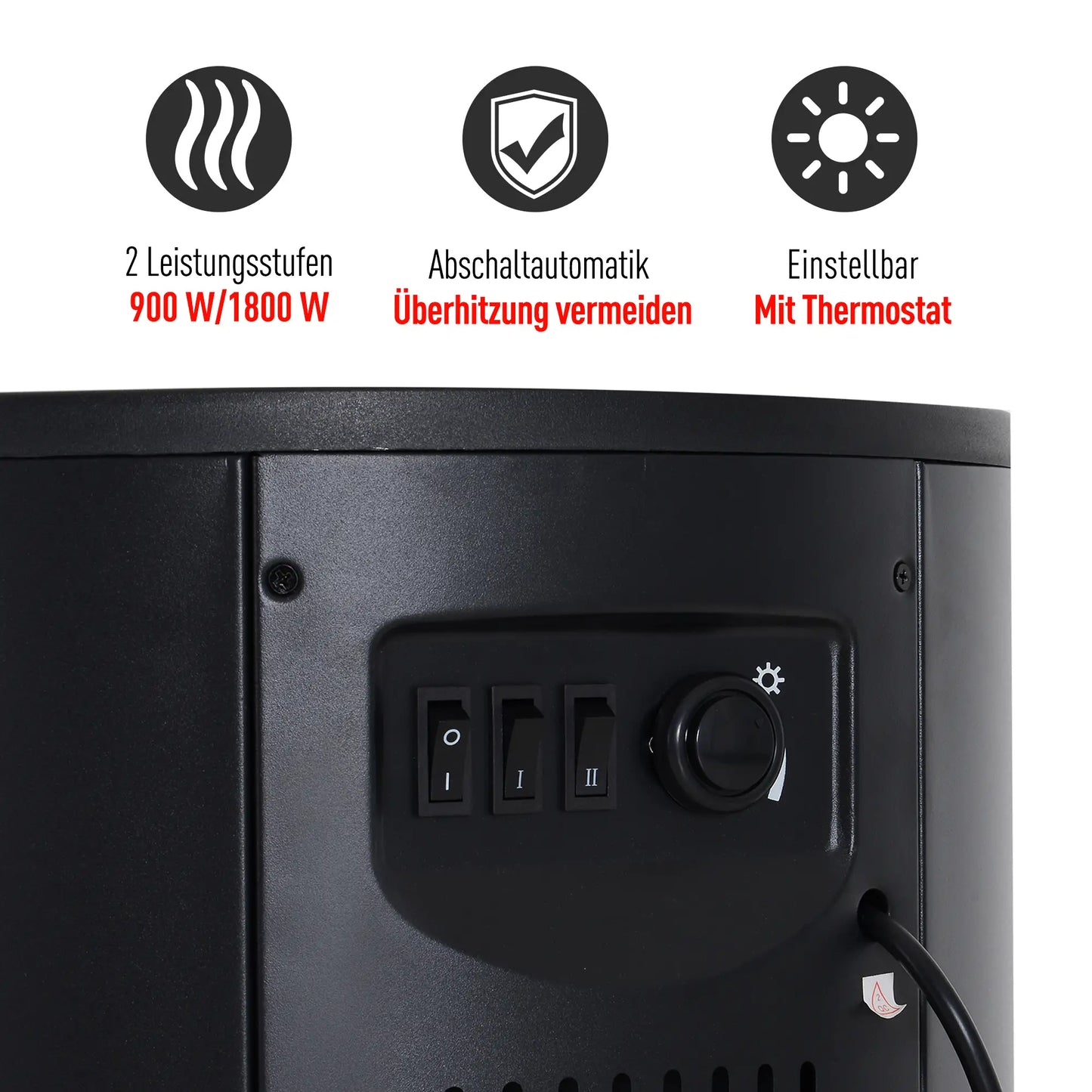 HOMCOM Elektrokamin mit Flammeneffekt und 2 Heizstufen