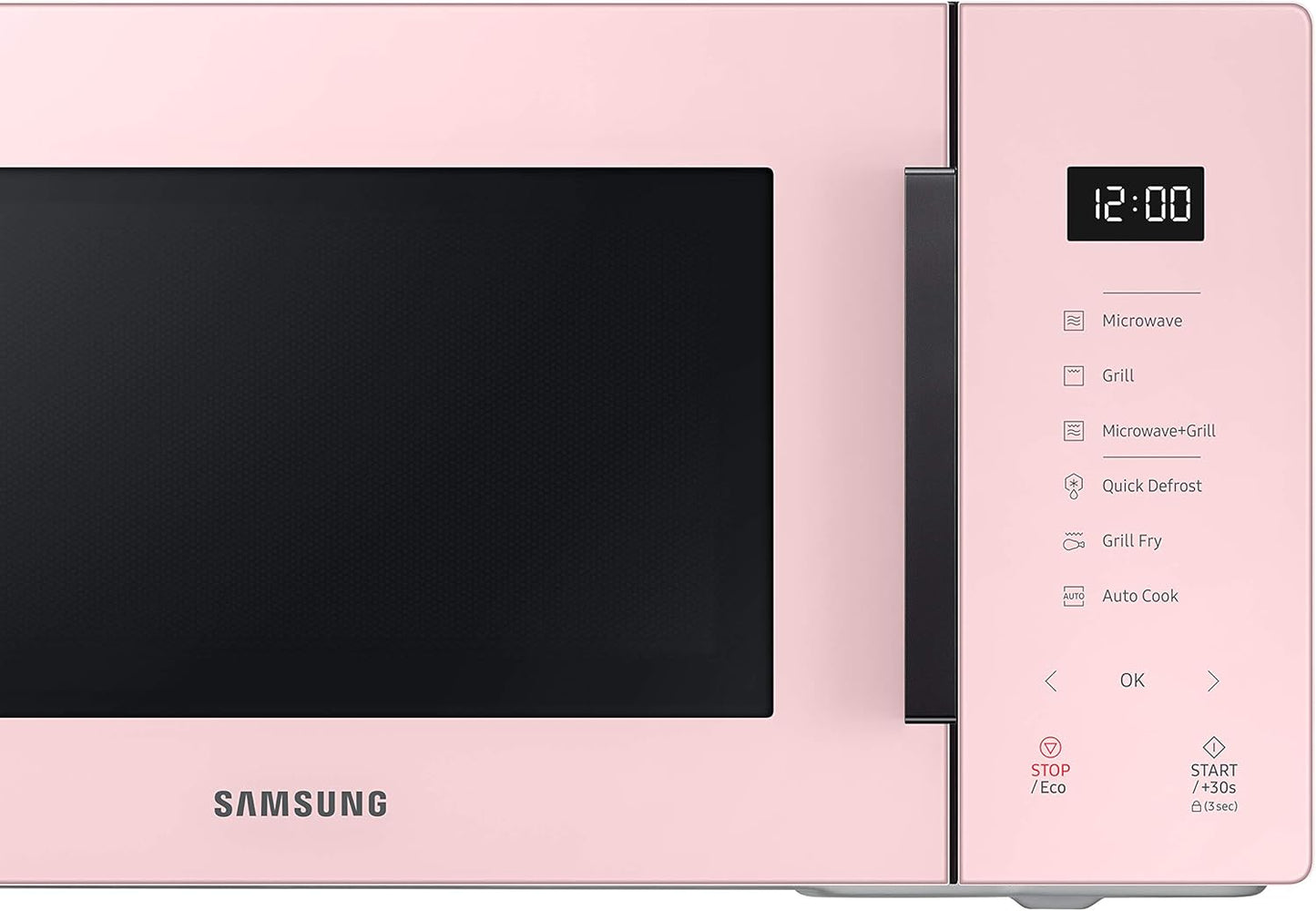 Samsung Tisch-Mikrowelle Glas Design MG23T5018CP/ET, knuspriges Kochen, AirFry, Mikrowelle + Grill 800 W + 1100 W, 23 l, 49 x 27,5 x 38 cm, Puder