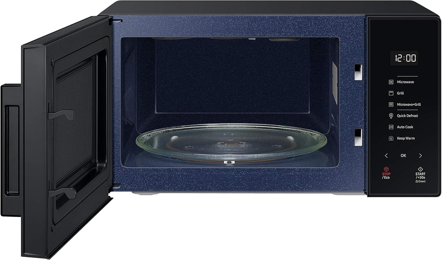Samsung Tisch-Mikrowelle Glas Design MG23T5018CP/ET, knuspriges Kochen, AirFry, Mikrowelle + Grill 800 W + 1100 W, 23 l, 49 x 27,5 x 38 cm, Puder