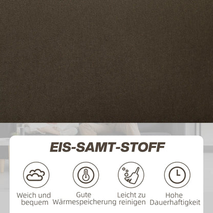 HOMCOM 2-Sitzer Sofa mit Stauraum & Samtoptik, Braun