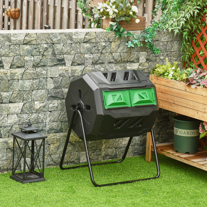 Outsunny Komposter Trommel 2 Kammern 360° drehbar