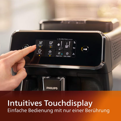 Philips Serie 2200 Kaffeevollautomat – Klassischer Milchaufschumer, Intuitives Touchdisplay, mattes Schwarz (EP2220/10)