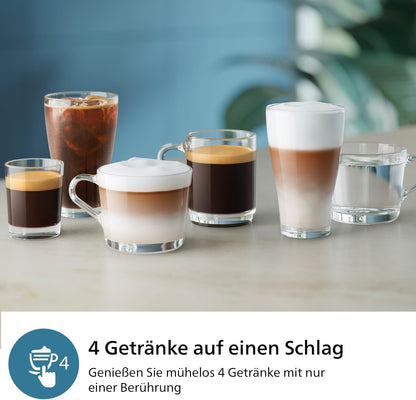 Philips Serie 2200 Kaffeevollautomat – Klassischer Milchaufschumer, Intuitives Touchdisplay, mattes Schwarz (EP2220/10)