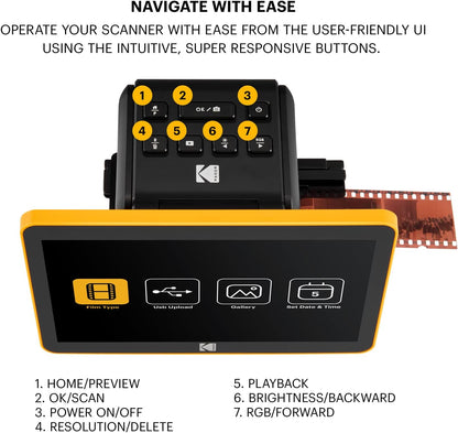 Kodak Slide N SCAN Scanner de Film numérique Max 7- Grand écran LCD 7 convertit Les négatifs Couleur en 22MP HD n &amp; b JPEG, Schwarz, RODFS70