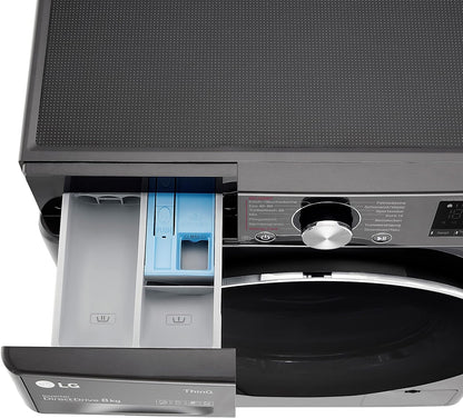 LG F4WV7080, Klasse A, Frontlader-Waschmaschine 8 kg, 1400 U/Min, AI Direct Drive, Wi-Fi, Tiefenreinigung mit Dampf, Groe Kapazitt, TRIPLE A, Außentür aus Sicherheitsglas, 62 x 60 x 85 cm Wei