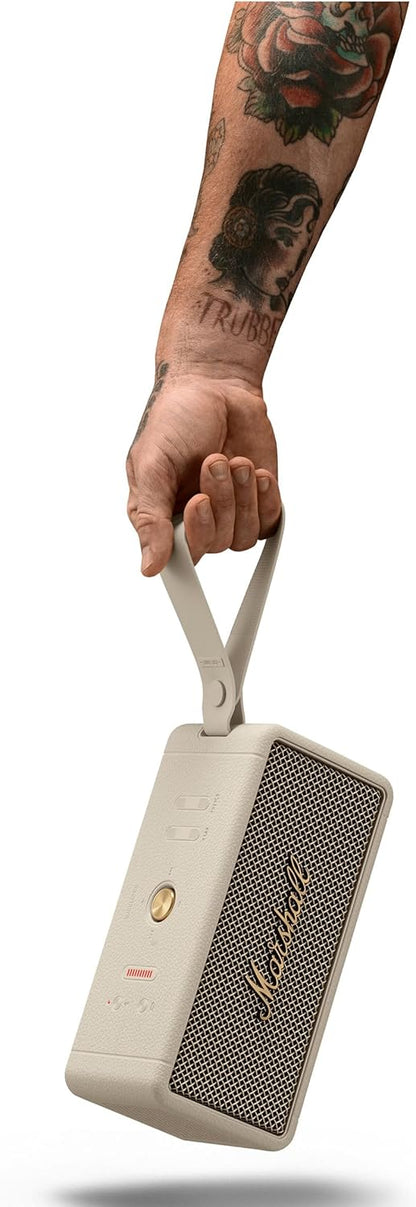 Marshall Middleton kabelloser tragbarer Bluetooth-Lautsprecher, über 20 Stunden tragbare Spielzeit, wasserfest IP67 – Crème