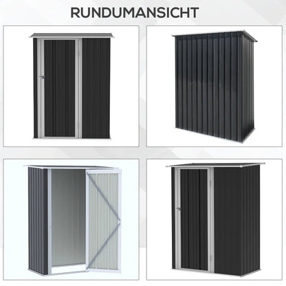 Outsunny Gerätehaus 142×84×189 cm Stahl Dunkelgrau