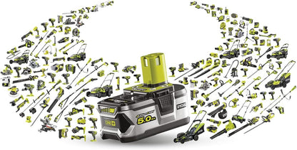 RYOBI 18 V ONE+ Akku-Rasenmäher RLM18X33B40 (Schnittbreite 33 cm, 5-fache Höhenverstellung 25-65 mm, zusammenklappbares Griffgestänge, inkl. Mulchkeil, 35l Grasfangsack, 4,0Ah Akku & Ladegerät)