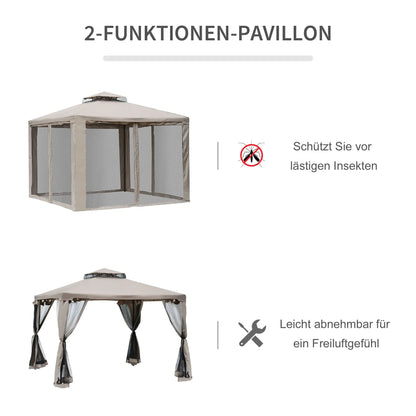 Outsunny Gartenpavillon mit Moskitonetz Doppeldach UV-Schutz