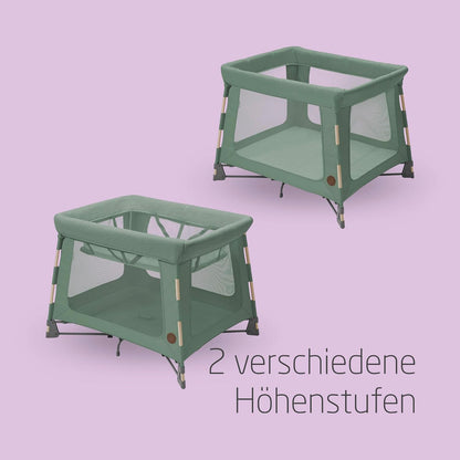 Maxi-Cosi Swift 3-in-1 Reisebett Baby, Babywiege, 0–3,5 Jahre, bis zu 15 kg, Reisebett höhenverstellbar, 2-in-1-Matratze, ultraleicht, in 1 Sekunde klappbar, Reisetasche, Eco Care, Beyond Grey
