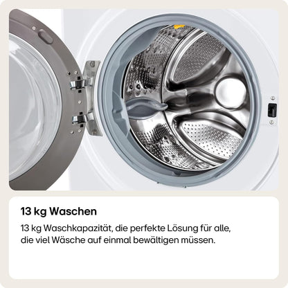 LG F4WV7080, Klasse A, Frontlader-Waschmaschine 8 kg, 1400 U/Min, AI Direct Drive, Wi-Fi, Tiefenreinigung mit Dampf, Groe Kapazitt, TRIPLE A, Außentür aus Sicherheitsglas, 62 x 60 x 85 cm Wei