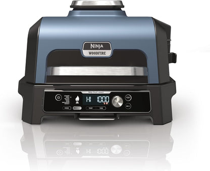 Ninja Woodfire Electric BBQ Grill & Smoker & Air Fryer, 7-in-1 Outdoor BBQ Grill, Air Fry, Smoke, Roast, Bake and more, Weather Resistant, Non-Stick, Portable, Electric, Grey/Black OG701EU