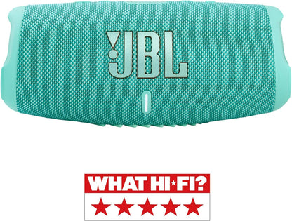 JBL Charge 5 Bluetooth-Lautsprecher in Schwarz – Wasserfeste, portable Boombox mit integrierter Powerbank – Eine Akku-Ladung für bis zu 20 Stunden kabellosen Musikgenuss