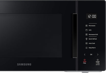 Samsung Tisch-Mikrowelle Glas Design MG23T5018CP/ET, knuspriges Kochen, AirFry, Mikrowelle + Grill 800 W + 1100 W, 23 l, 49 x 27,5 x 38 cm, Puder